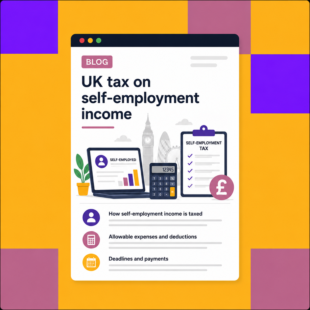 Guide explaining UK tax on self-employment income
