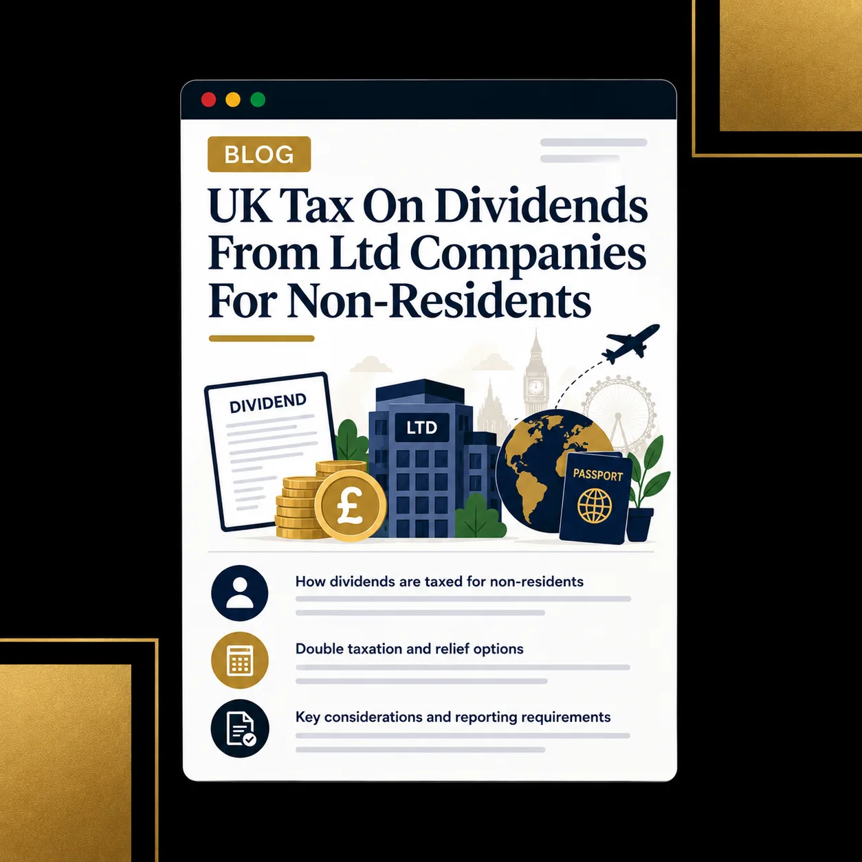 Guide to UK tax on dividends from Ltd companies for non-residents