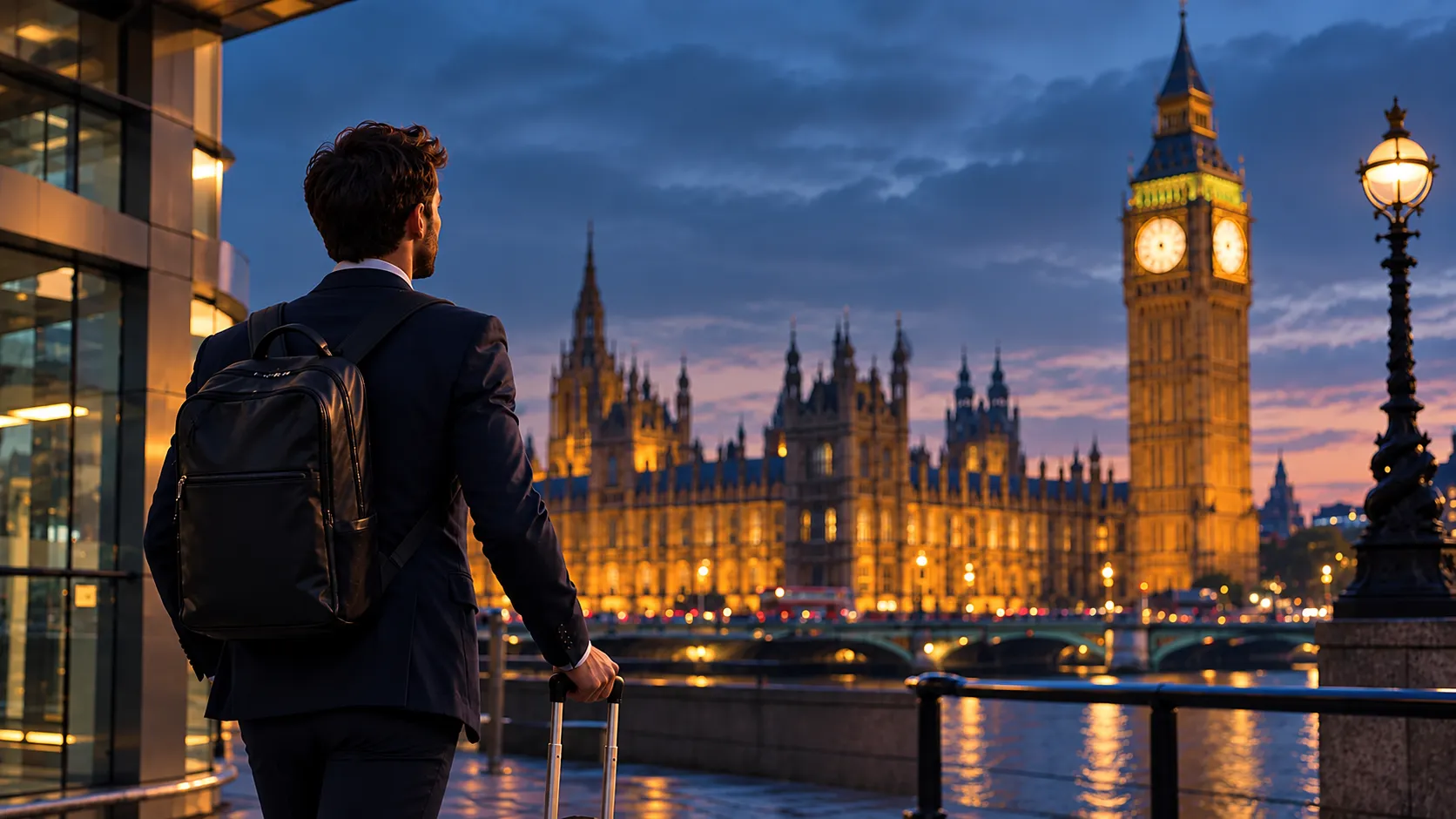 Man arriving to work in the UK
